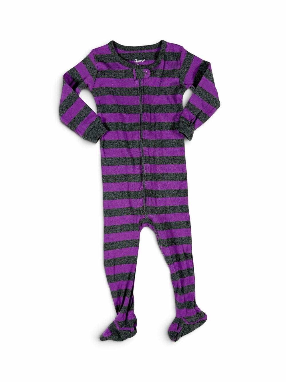 NEW Leveret Baby Purple Gray Striped Footed Pajamas Sleeper Size 18-24 Months